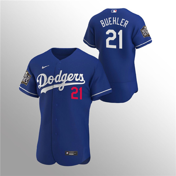 Men's Los Angeles Dodgers #21 Walker Buehler Blue 2020 World Series Bound stitched MLB Jersey Men's Los Angeles Dodgers #21 Walker Buehler Blue 2020 World Series Bound stitched MLB Jersey